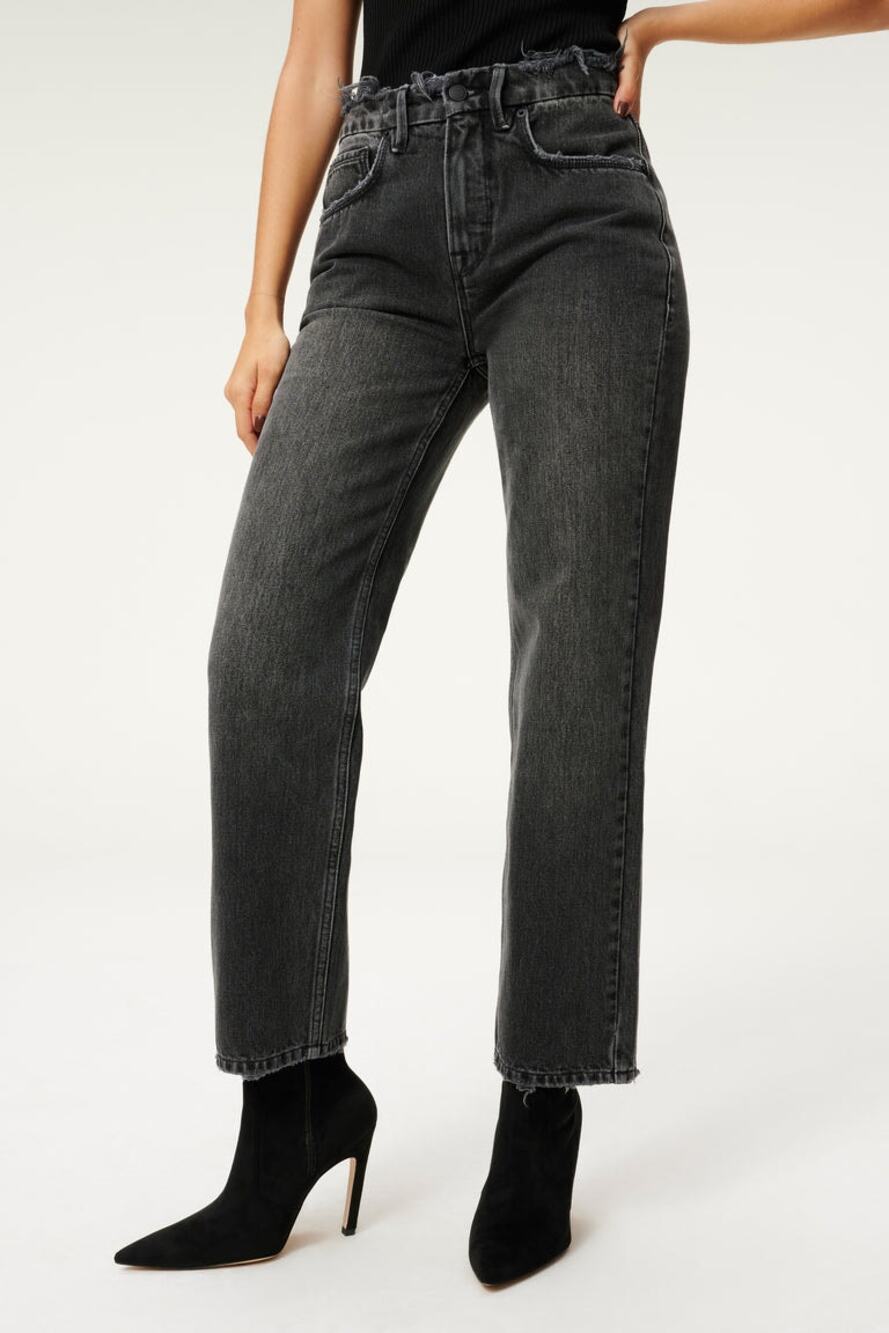 Good American Jeans Women's Size 15 90s Duster Straight Leg Black Gray NWOT